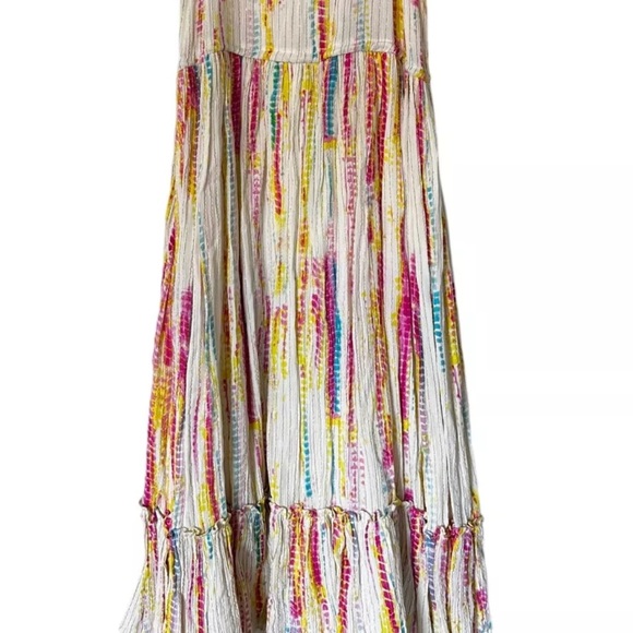 Black Tape Cotton Printed Tiered Colorful Halter Keyhole Dress S - Picture 5 of 9